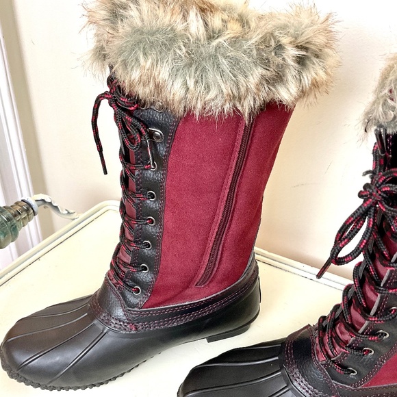 Sporto Natasha Waterproof Suede Leather Winter Duck Boots - Merlot - Size 8W - Picture 8 of 16